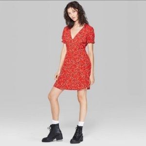 Wild Fable Red Floral Minidress Medium